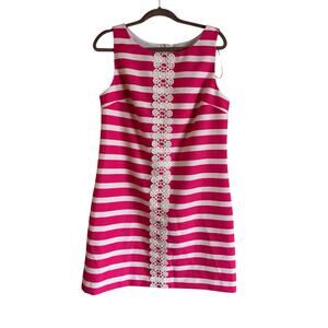 J HOWARD Fuchsia Pink & White Lace Panel Shift Dress Size 12 NWT Sleeveless